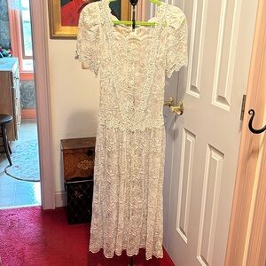 Short sleeve lace full length dress
